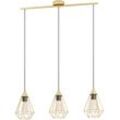 EGLO Hängeleuchte "TARBES", grau (messingfarben), 3, H: 130cm, 1 Stk., Leuchten, Hängelampe Esszimmer, Retro Look, Pendellampe, E27, Hängeleuchte