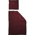 Bettwäsche ADAM "Feathers", rot (dunkelrot, rot), B/L: 135cm x 200cm, 1 Stk., 1 Stk., Renforcé, B/L: 80cm x 80cm, 2 Stk., Renforcé, Obermaterial: 100% Baumwolle, Bettwäsche, aus 100 % Bio-Baumwolle, 2 teilig - Bettwäsche Set