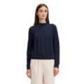 Strickpullover BETTY & CO "Damen Strickpullover mit Stehkragen", Damen, Gr. 46, blau (navy blau), Strick, Obermaterial: 50% Viskose, 27% Polyester, 23% Polyamid., schmal normal, Rundhals, Pullover, Struktur