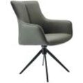 Novel Armlehnstuhl , Grün, Schwarz , Metall, Leder , Echtleder , Büffelleder , Drehkreuz , 64x87x60 cm , Lederauswahl, Sitzfläche 360° drehbar, inklusive Armlehnen , Esszimmer, Stühle, Esszimmerstühle, Armlehnenstühle