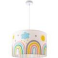 PACO HOME Pendelleuchte "Tweet 462", weiß, 1, Ø 45,5cm H: 27cm, Leuchten, Lampe Kinderzimmer Deckenlampe Regenbogen Sonne Wolken Sterne E27, Kinderlampe