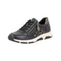 Sneaker REMONTE "Remonte Sneaker Lederimitat", Damen, Gr. 37, schwarz (schwarz, gold), Lederimitat, Schuhe Sneaker