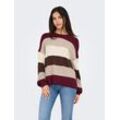 Strickpullover ONLY "ONLATIA L/S STRIPE PULLOVER KNT NOOS", Damen, Gr. S, silber (zinfandel stripes:with weißcapgray, silbermink, chicorycoffee), Strick, Obermaterial: 50% Viskose, 27% Nylon, 23% Polyester, gestreift, regular fit normal, Rundhals, Rippstrickbündchen, Pullover Strickpullover, mit Colorblock Design