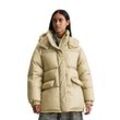 Outdoorjacke MARC O'POLO DENIM "aus recyceltem Polyester-Ripstop", Damen, Gr. L, artichoke leaf, Obermaterial: 100% Polyester; Füllung: 70% Daune, 30% Feder, unifarben, oversize, elastischer Bund, Jacken Outdoorjacke