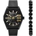 Quarzuhr DIESEL "SCRAPER", schwarz, Armbanduhren, Damen, Quarzuhr, Armbanduhr, Herrenuhr, ideal auch als Geschenk, Lederarmband