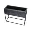Pflanzkasten Poly Rattan 65 x 24 x 52 cm grau mit Einsatz