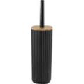 WC-Garnitur WENKO "Rotello", braun (schwarz, braun), B:10cm H:36cm L:10cm, Bambus, Kunststoff, Reinigungsbürsten, schwarz, mit geschlosssener Form