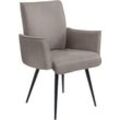 Armlehnstuhl K+W KOMFORT & WOHNEN "Giacomo I", grau (stahl, schwarz), B:63cm H:91cm T:60cm, Stühle, Armlehnstuhl, 4- Fuß-Armlehnenstuhl mit umlaufenden 4mm Keder am Rücken und Sitz