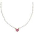Kette mit Anhänger AMOR "Herz, Trachtenschmuck, Volksfest", pink (gelbgoldfarben, pink, weiß), Halsketten, Damen, Perlen Silber 925 (Sterlingsilber), L: 45, Perlen, Silber 925 (Sterlingsilber), mit Kristallglas - mit Muschelkernperle