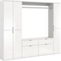 Garderoben-Set INOSIGN "Trondheim, Breite 212 cm, 5-teilig, bestehend aus:", weiß (weiß nb, weiß hochglanz), B:212cm H:193cm T:34cm, Kastenmöbel-Sets, 2x Garderobenschrank, 1 Kommode, 1 Garderobenstange, 1 Ablageboden