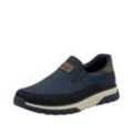 Slip-On Sneaker RIEKER, Damen, Gr. 41, braun (dunkelblau, braun), Nubuklederimitat, unifarben mit Farbeinsatz, Schuhe, Slipper, Schlupfschuh, Halbschuh mit weicher MemoSoft-Innensohle