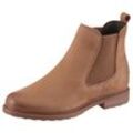 Chelseaboots TAMARIS, Damen, Gr. 36, braun (camelfarben), Elastischer Einsatz, Nubukleder, unifarben, used, Schuhe Chelseaboots, Blockabsatz, Stiefelette, Businesschuh, Schlupfboots, Anziehlasche