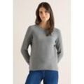 Strickpullover CECIL, Damen, Gr. L (42), sporty grau melange, Web, 37% Baumwolle, 34% Polyacryl, 26% Polyester, 3% Elasthan, unifarben, normal normal, Rundhals, Bündchen, Pullover, aus Feinstrick