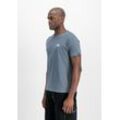 Rundhalsshirt ALPHA INDUSTRIES "BASIC T SMALL LOGO", Herren, Gr. L, blau (denim blau), Single Jersey, Obermaterial: 100% Baumwolle, bedruckt, schmal normal, Rundhals, eingesetzt gerader Abschluss, Shirts Rundhalsshirt