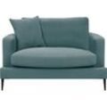 Sessel HOME AFFAIRE "Cozy Loungesessel, Designersessel, Maße B/T/H: 91/97/80 cm", blau (petrol), B:91cm H:80cm T:97cm, Samtoptik (100% Polyester);Struktur (100% Polyester), Sessel, XXL-Sessel Einzelsessel, mit Metallbeinen und Zierkissen