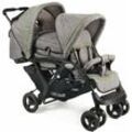 Geschwisterwagen CHIC4BABY "Duo, jeans grey", Kinder, grau (jeans grau), Kinderwagen, mit herausnehmbarer Tragetasche; Kinderwagen