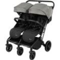 Zwillingsbuggy BABYGO "Zwillingskinderwagen GOTwice", Kinder, grau (grau melange), Kinderwagen, mit drei schwenkbaren Vorderrädern