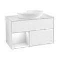 Villeroy und Boch Finion Waschtischunterschrank GA11GFGF 100cm, Abdeckplatte white matt, Emotion, Regale Glossy white lacquer, Glossy white lacquer