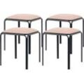 meet by Paperflow Hocker Bistro, Stahl mit Kunstlederbezug, Sitzhöhe 495 mm, B 420 x T 420 x H 495 mm, 4 Stück, schwarz/elfenbein