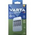 VARTA Akku Ladegerät Eco Charger Pro Recycled Box, aus 75% Recyclingmaterial, inkl. USB-Typ-C Ladekabel