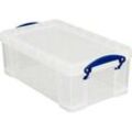 Transportbox Really Useful Box, Volumen 9 l, L 395 x B 255 x H 155 mm, stapelbar, mit Deckel & Klappgriffen, PP, transparent