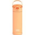 Isolierflasche THERMOS "FUNTAINER Water Bottle, doppelwandiger Edelstahl, spülmaschinenfest", neon apricot, H:21,6cm, Edelstahl, Kunststoff, Silikon, Trinkflaschen, Isolierflasche, 0,47l, 12h kalt, mit dichschließendem Push Button Lid