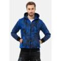 Sweatjacke CIPO & BAXX "Jacken", Herren, Gr. L, blau (saxeblau), 50% Baumwolle, 50% Polyester, animal-print, Basic, regular fit normal, Rippbündchen, Sweatjacken Sweatjacke, mit auffälligem Print, CL559