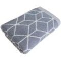 Duschtuch FRAMSOHN FROTTIER "Design Jacquard Prisma Badetuch", weiß (graphit, weiß), B:67cm L:140cm, Jacquard-Walkfrottier, Obermaterial: 100% Baumwolle, Handtücher, mehrfarbig gewebtem Saum, hergestellt in Österreich