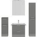 Badmöbel-Set NOBILIA "Tolvina", grau (schiefergrau), B:140cm H:169cm T:48,7cm, Kastenmöbel-Sets, Badmöbel-Set, inkl. Spiegelschrank mit Beleuchtung und Dimmerfunktion, in 4 Breiten