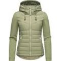 Outdoorjacke RAGWEAR "Lucinda", Damen, Gr. 4XL (48), grün (helloliv), Obermaterial: 100% Polyester; Obermaterial Ärmel: 100% Baumwolle; Futter: 100% Polyester; Wattierung: 100% Polyester, figurbetont hüftbedeckend, Ärmel ohne Ärmelschlitz normaler Saum, Jacken Outdoorjacke, Steppjacke aus modernem Materialmix mit Kapuze, Topseller