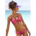 Triangel-Bikini-Top LASCANA ACTIVE "Coal", Damen, Gr. 34, Cup C/D, rot (bordeaux, bedruckt), Recycling-Polyamid, bedruckt, gestreift, Bikini-Oberteile, in Bralette-Form