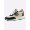 Sneaker HEINE, Damen, Gr. 39, schwarz-weiß (schwarz, ecru), Leder, Schuhe Sneaker