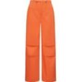 Stoffhose RAGWEAR "Paragata", Damen, Gr. 24, Normalgrößen, orange, Material: 100% Baumwolle, weit lang, Hosen Stoffhose, Stylische Parachute-Hose mit Kordelzügen