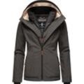 Outdoorjacke MARIKOO "Erdbeere", Damen, Gr. XS (34), grau (anthrazit), Oberstoff: 100% Polyester; Futter: 100% Polyester; Wattierung: 100% Polyester; Ärmelfutter: 100% Polyester, tailliert hüftbedeckend, Ärmel ohne Ärmelschlitz Rippstrickbündchen kontrastfarben, Jacken Outdoorjacke, sportliche Funktionsjacke mit Kapuze