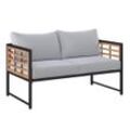 Ambia Garden Loungesofa , Natur, Schwarz , Holz, Metall, Textil , Akazie , vollmassiv , 125x67.5x63.5 cm , Loungemöbel, Gartensofas