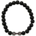 Armband FIRETTI "Schmuck Armkette Hantel Kraftsport Geschenk Workout Armband GYM", schwarz (altsilberfarben, schwarz, schwarz), Armbänder, Damen, 19cm, Messing Silikon, Messing, Silikon, Armband, Made in Germany - mit Glasstein