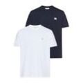 T-Shirt CALVIN KLEIN JEANS "SS BADGE TEE 2 PACK", Herren, Gr. S, weiß (hellweiß, schwarz sapphire), Single Jersey, Obermaterial: 100% Baumwolle, regular fit normal, Rundhals, eingesetzt abgesteppte Kante, Shirts T-Shirt, Mit Rundhalsausschnitt