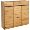 Linea Natura Schuhschrank , Anthrazit, Eiche , Holz, Metall , Wildeiche , teilmassiv,furniert, massiv,massiv , 8 Fächer , 2 Schubladen , 132.5x122.8x38 cm , Typenauswahl, Beimöbel erhältlich , Garderobe, Schuhaufbewahrung, Schuhschränke