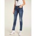 Röhrenjeans HEINE, Damen, Gr. 34, Normalgrößen, blau (schwarz used), 98% Baumwolle, 2% Elasthan, Miedereinsatz:20% Elasthan, 80% Polyamid, unifarben, lang, Jeans