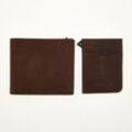 2-teiliges braunes Geldbörse & Etui Set aus Leder