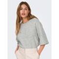 Strickpullover ONLY "ONLSIMONI 3/4 PULLOVER KNT NOOS", Damen, Gr. L, grau (light grau melange), Strick, Obermaterial: 74% Polyacryl, 24% Polyester, 2% Elasthan, unifarben, regular fit hüftlang, Rundhals, weit, Pullover Strickpullover, mit Fledermaus-Ärmeln