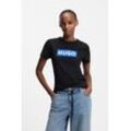 T-Shirt HUGO BLUE "Classic Tee", Damen, Gr. XL, schwarz, Single Jersey, Obermaterial: 100% Baumwolle, bedruckt, unifarben, körpernah normal, Rundhals, abgesteppte Kante, Shirts T-Shirt, mit Rundhals, Logodruck
