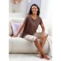 Pyjamaoberteil WÄSCHEPUR "Schlafanzug-Shirt", Damen, Gr. 40/42, schoko, 50% Baumwolle, 50% Modal, unifarben, Shirts