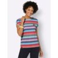 T-Shirt CASUAL LOOKS "Shirt", Damen, Gr. 38, bunt (mint, rosé, geringelt), 100% Baumwolle, gemustert, gestreift, mehrfarbig, Rundhals, Shirts T-Shirt