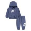 Jogginganzug NIKE SPORTSWEAR "NKN CLUB FLEECE SET", Mädchen, Gr. 80 (12), world indigo, Sweatware, Obermaterial: 60% Baumwolle, 40% Polyester, Sportanzüge Jogginganzug, mit Kapuze, mit elastischem Bund und gerippten Bündchen