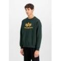 Sweatshirt ALPHA INDUSTRIES "Basic Sweater", Herren, Gr. L, blau (schwarz petrol), angeraute Sweatware, Obermaterial: 80% Baumwolle, 20% Polyester, bedruckt, normal normal, Rundhals, Rippbündchen, Sweatshirts Sweatshirt, Baumwollmischung, regular fit