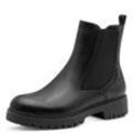 Chelseaboots TAMARIS, Damen, Gr. 36, schwarz, Leder, Lederimitat, Schuhe Chelseaboots, Blockabsatz, Stiefelette mit Kontrast-Rahmennaht
