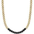 Edelstahlkette ARMANI EXCHANGE "Schmuck Geschenk Halsschmuck Halskette Kugeln", schwarz (gelbgoldfarben, schwarz), Halsketten, Damen, Edelstahl, L: 50 B: 6mm, Edelstahlkette, mit Glasstein, B:6mm