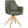 Novel Armlehnstuhl , Grün, Eiche , Holz, Leder , Echtleder , Rindleder , Eiche , massiv , Drehkreuz , 59.5x87x63 cm , Lederauswahl, Sitzfläche 360° drehbar, inklusive Armlehnen, Gestellauswahl , Esszimmer, Stühle, Esszimmerstühle, Armlehnenstühle