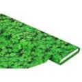 Baumwollstoff-Digitaldruck "Kleeblätter", Serie Ria, grün-color